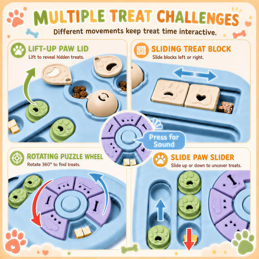 Interactive Dog Puzzle Toys for Smart Dogs - Mental Stimulation Puzzle Toys for Small & Medium Dogs, Treat Dispensing Dog Enrichment Toys for Beginner Dogs