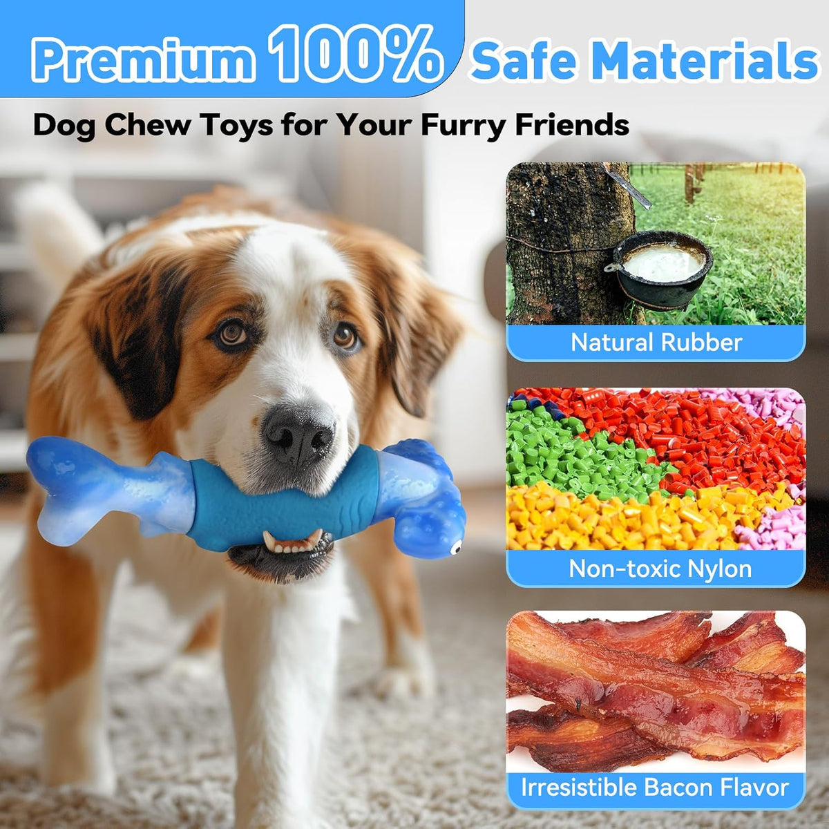 Dog Toys for Aggressive Chewers, Squeaky Tough Chew Toys