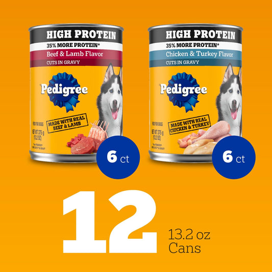 High Protein Cuts in Gravy Pack Wet Dog Food, 13.2 oz, 12 Count