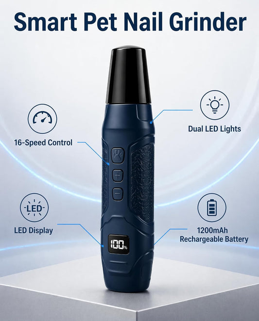 Dog Nail Grinder 16-Speed with LED Light, 2000-11000 RPM 45dB Quiet
