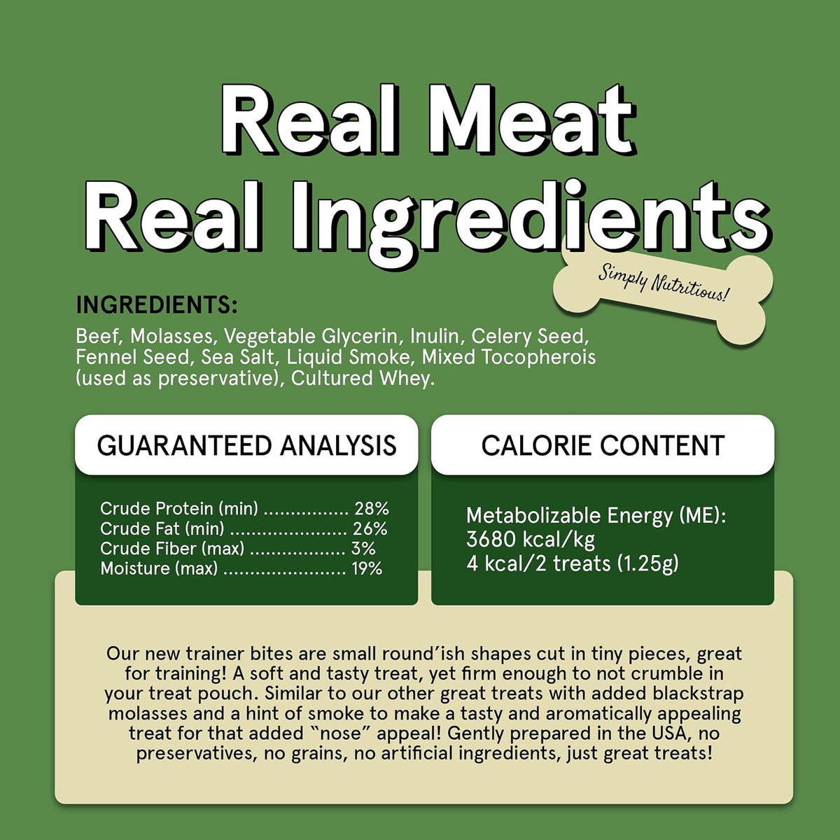 Real Meat Tiny Trainer Bites Dog Treats - 1lb of USA-Made Soft & Chewy Air-Dried Beef Training Treats for Dogs & Puppies - All-Natural Grain-Free Dog Training Treats With Free-Range Grass-Fed Beef