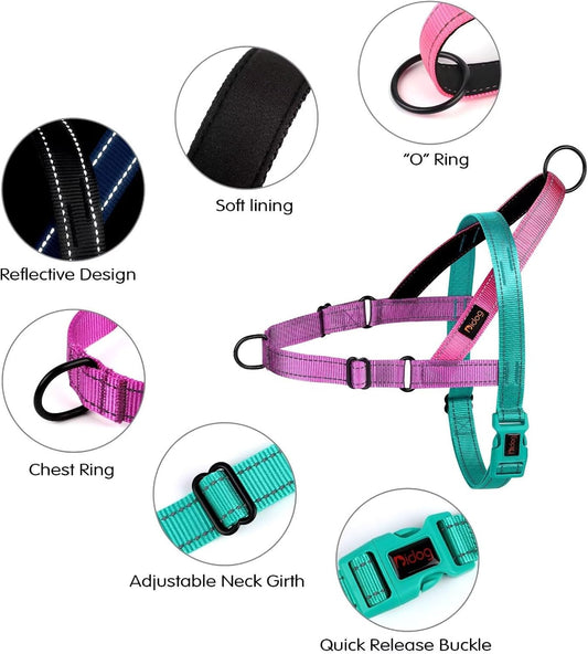 No Pull Dog Harness for Medium Dogs, Soft Padded Handle, Dark Green,M