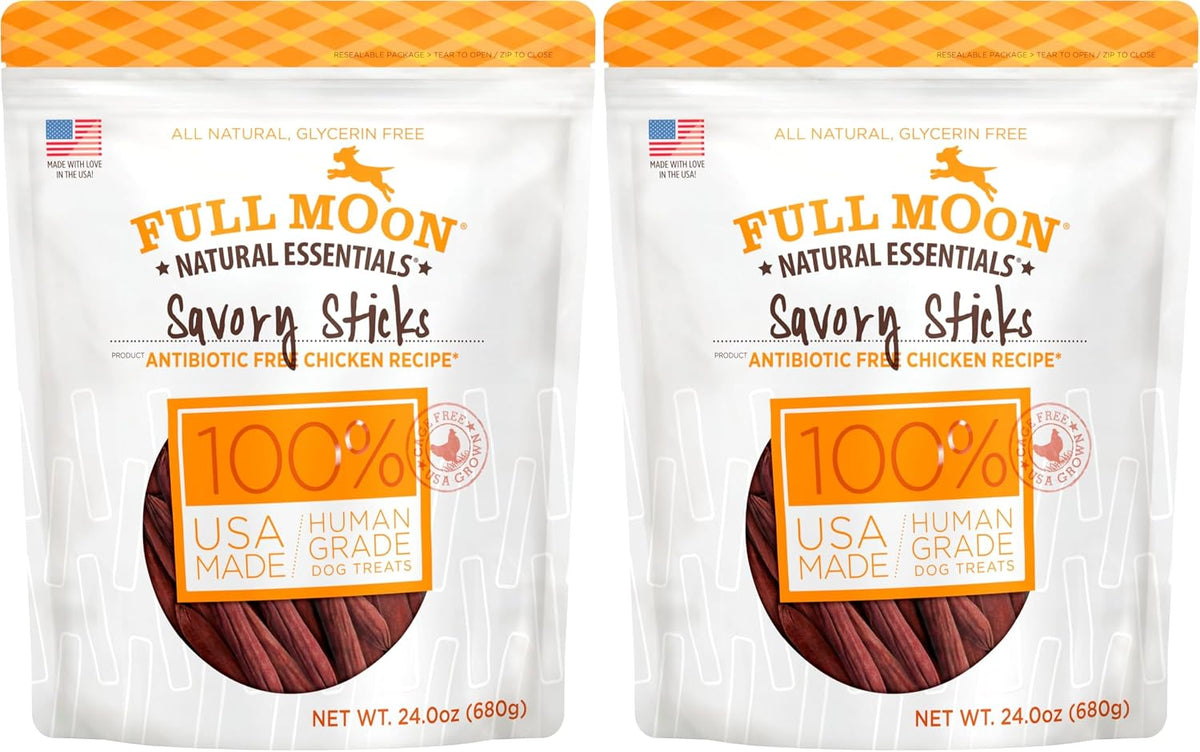 Full Moon All Natural Human Grade Dog Treats, Essential Beef Savory Sticks, 22 Ounce, 1.375 Pound (Pack of 1)