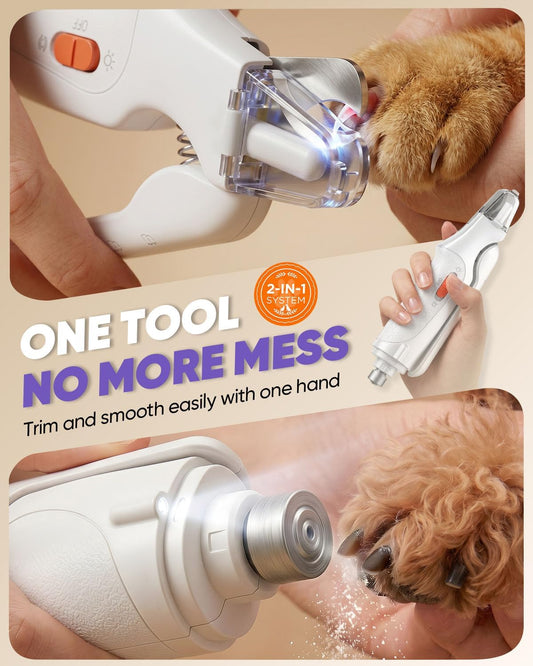 2-in-1 Cat & Dog Nail Clippers with Grinder and Dual LED Lights