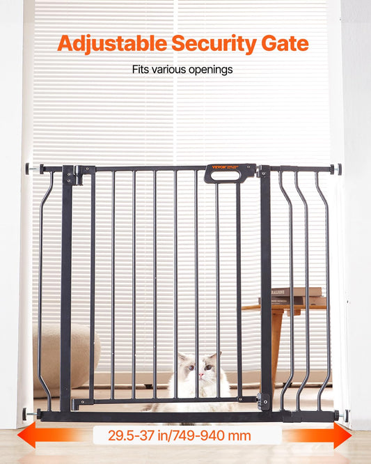 29.5-51" Extra Wide Safety Gate for Stairs, Auto Close Dog Gate for The House, Easy Install Pressure Mounted Pet Gates for Doorways, Easy Walk Thru Wide Safety Gate for Dog, Black