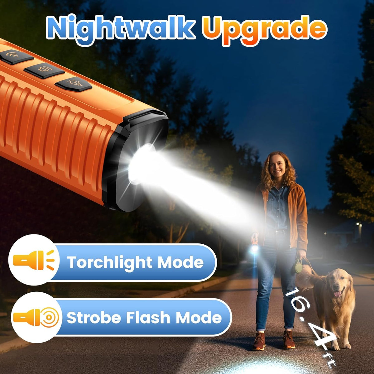 Cbersmg 3X Ultrasonic to Stop Barking Neighbors Dog, Portable Anti Barking Device Dog Bark Deterrent Device 50ft Range 5 Modes, Flashlight & Beep Safe & Effective for Small, Medium & Large Dogs