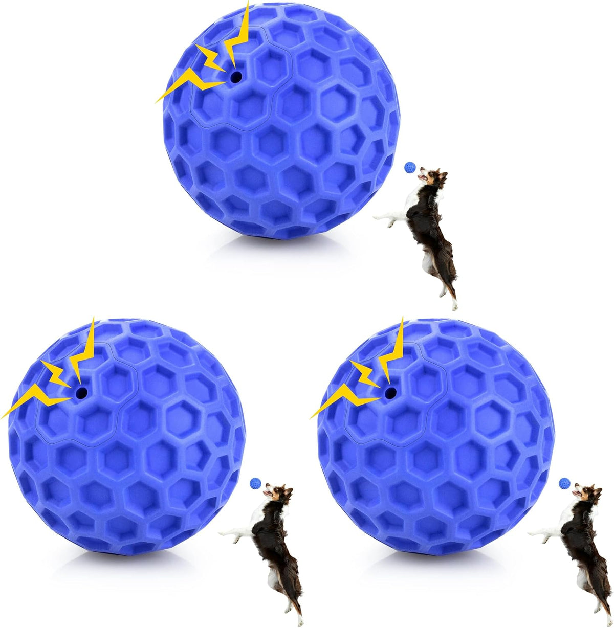 Indestructible Squeaky Dog Ball, Relieves Anxiety, Cleans Teeth, Interactive Chew Toy for Aggressive Chewers, Dog Toy for Large Breeds, Outdoor Waterproof
