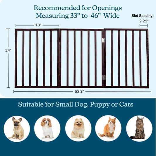 Pet Gate Collection – Dog Gate for Doorways, Stairs or House – Freestanding, Folding, Accordion Style, Wooden Indoor Dog Fence