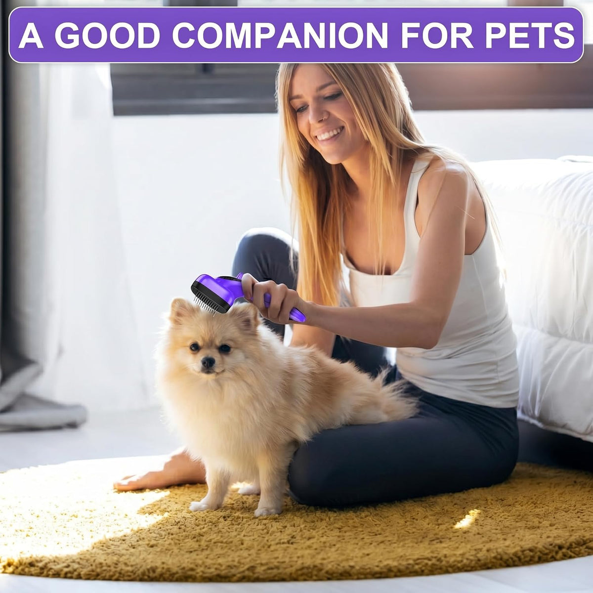 Self Cleaning Slicker Brush for Dog and Cat Shedding | Skin Friendly Deshedding Brush for Short or Long Haired Dogs & Cats, One-Click Retractable for Easy Cleaning Flying Hair