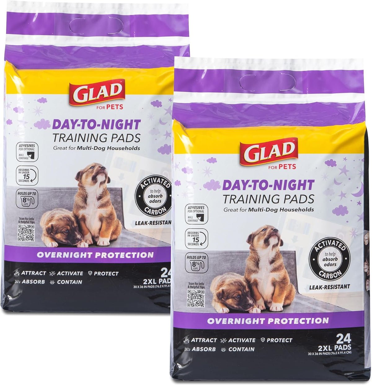 Glad for Pets Giant Activated Carbon Training Pads, 30 x 36 In, 24 Count