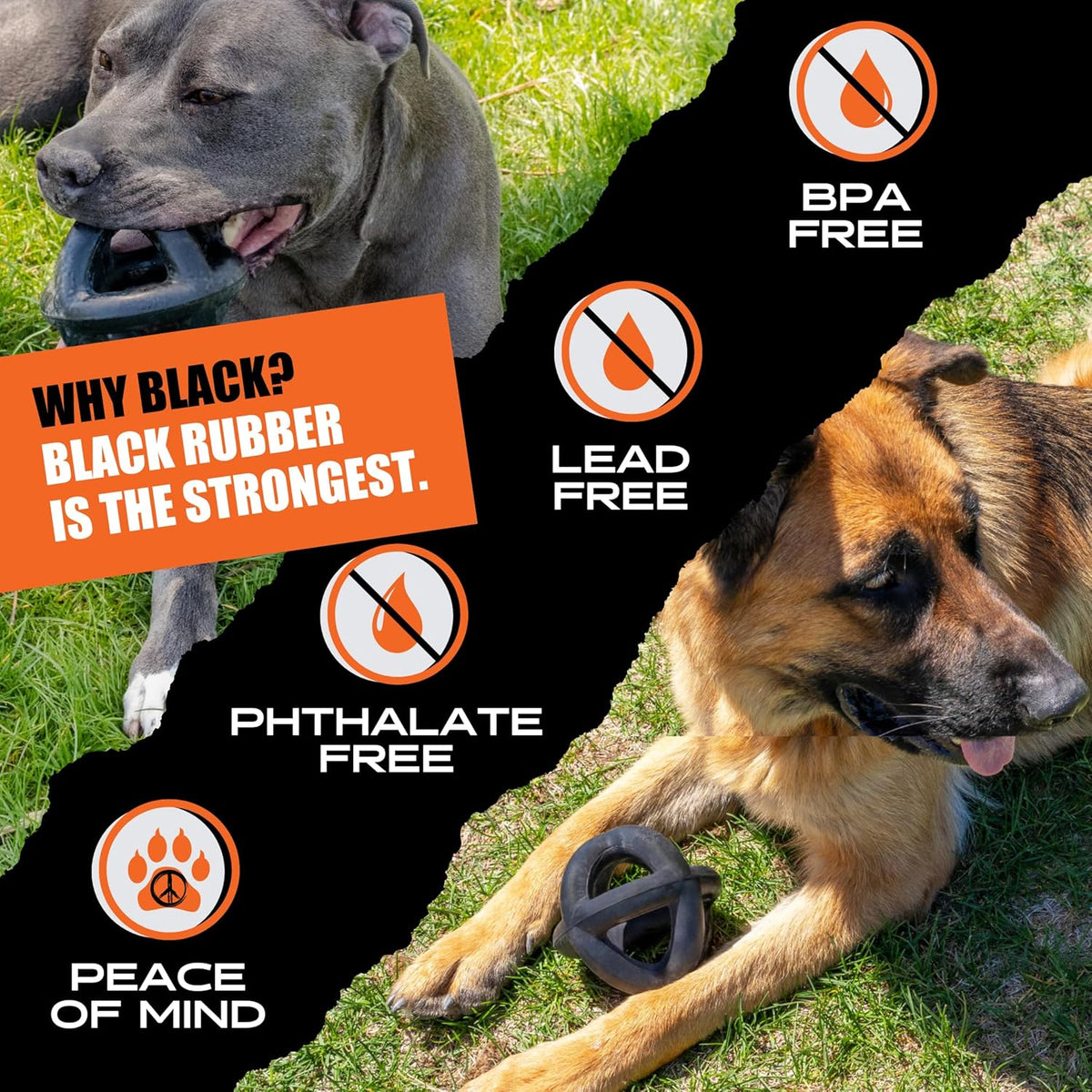 Monster K9 Ring Ball | Virtually Indestructible. Lifetime Guaranteed. | VULCRON™ Natural Rubber | Durable, Heavy Duty Dog Chew Toy for Aggressive Chewers | Medium & Large Breeds, 5.5”
