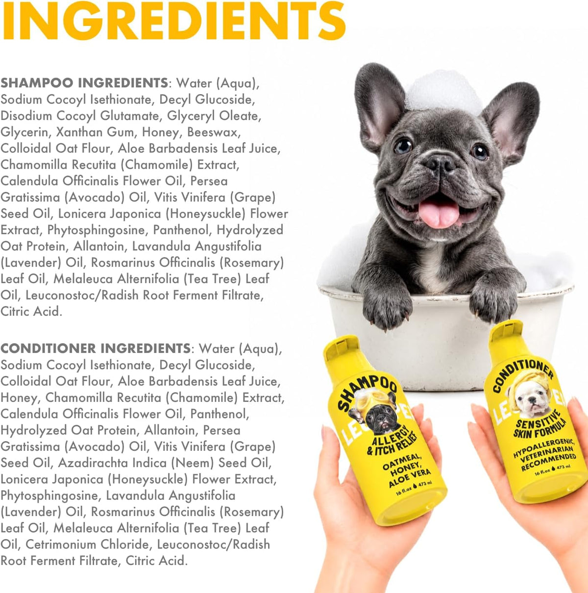 Oatmeal Dog Shampoo & Conditioner Set for Itchy Skin, 2 x 16 oz