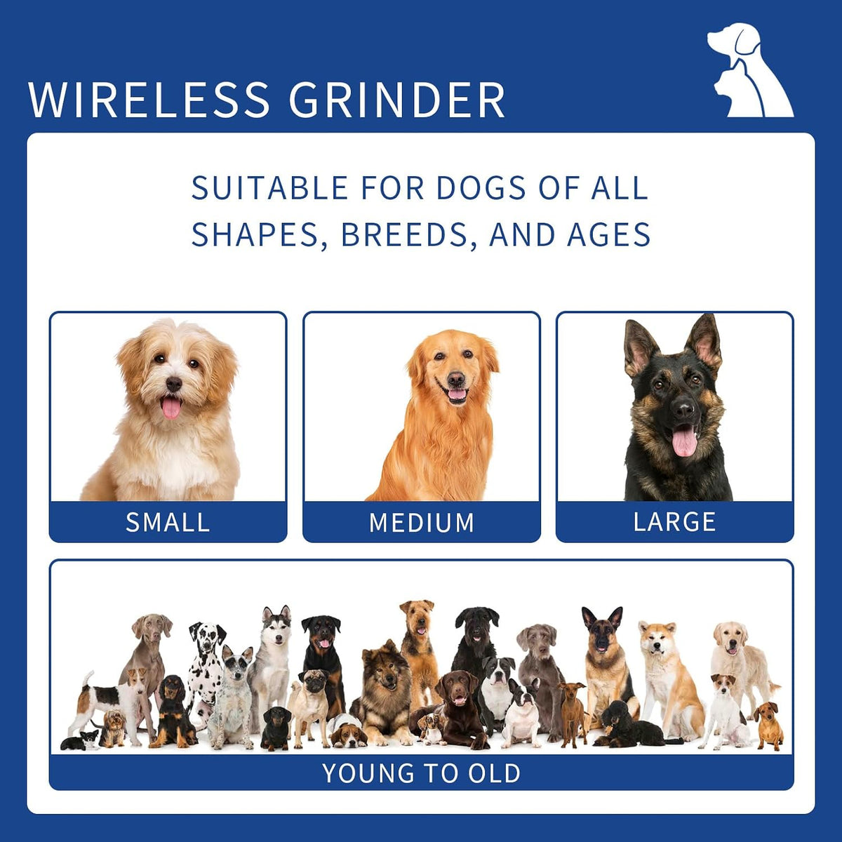 Rechargeable Dog Nail Grinder, 9‑Speed Adjustable Ultra Quiet Electric Pet Nail Trimmer for Small Medium Large Dogs Cats, 1800mAh USB‑C Professional Pet Grooming Nail Grinder Kit