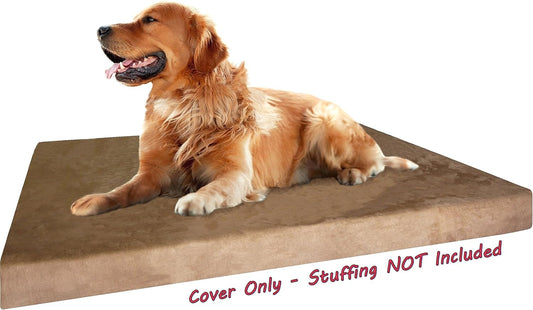 DIY Pet Bed Pillow Brown Microsuede Duvet Cover and Waterproof Internal case for Dog at 40X35X4 Inch - Covers only