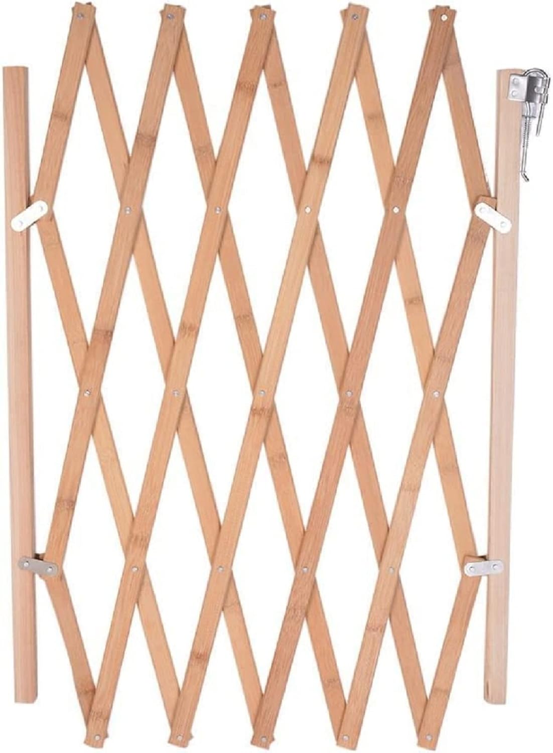 Retractable Dog Gate Expandable Dog Fence Wooden Screen Door Accordion Gates Portable for Doorways Pet Gate Pet Safety Patio Garden Lawn
