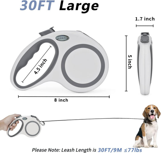 Retractable Dog Leash 30 FT, Dog Walking Leash for Medium Large Dogs up to 77 lbs, Heavy Duty No Tangle, Large