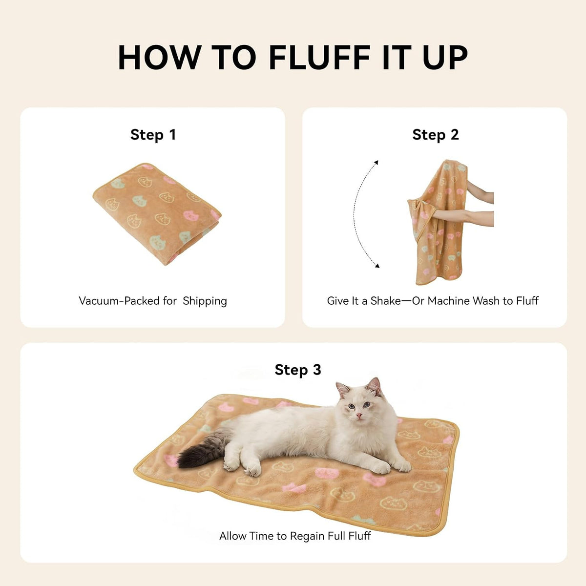 Dog Blankets 3-Pack, Super Soft Fluffy Fleece Pet Throw Warm