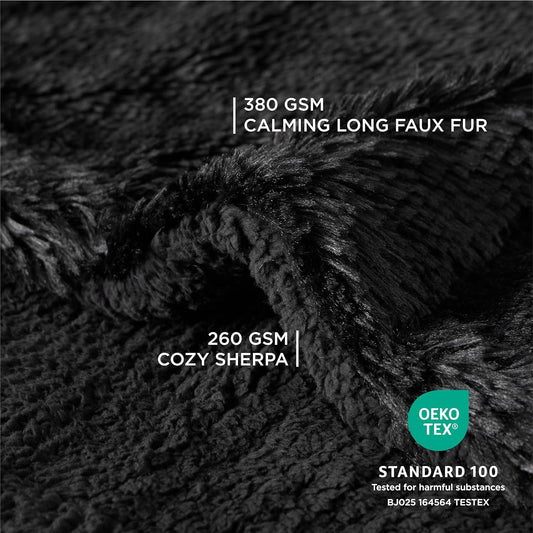 Waterproof Dog Blankets for Large Dogs, Fluffy Faux Fur, 50×60" | Plush Fuzzy Reversible Pet Blankets for Couch and Dog Bed, Soft Calming Throw Cat Blanket Washable, Dog Gift, Tie-dye Grey