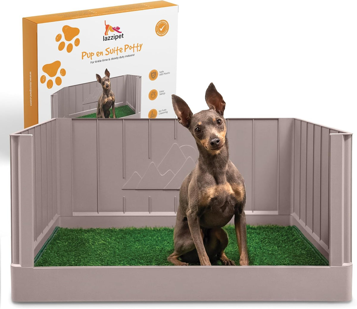 Dog Litter Box with High Walls, Indoor Dog Potty, Artificial Grass Pad with Tray for Dogs, Pee Pad Holder, Potty Training Tray with Reusable Turf Patch, for Apartments & Balconies