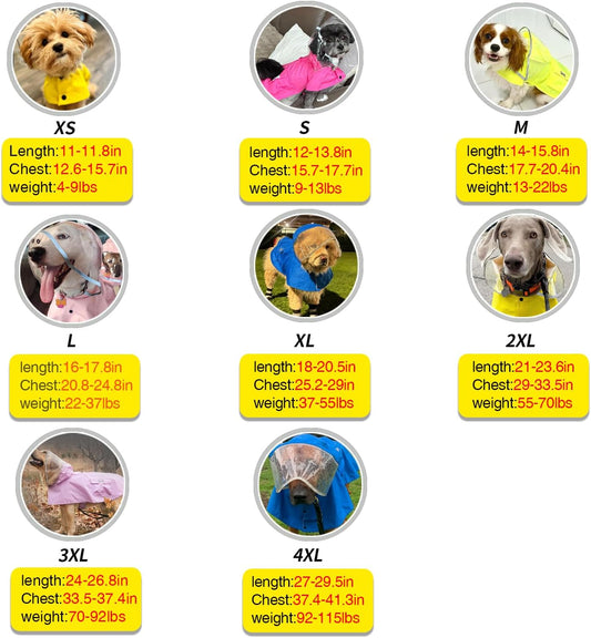 Dog Raincoat,Waterproof Rain Poncho with Hoodie, High Reflective Adjustable Pet Rain Jacket with Leash Hole for Small Medium and Large Dogs (Yellow Duck, X-Small)