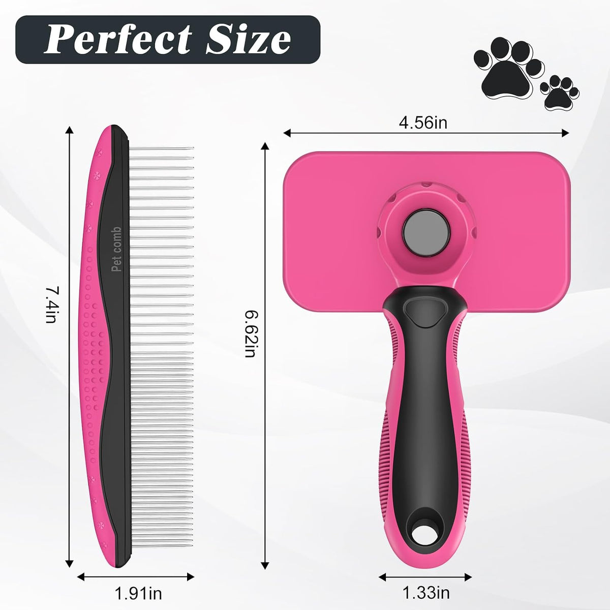2PCS Self Cleaning Slicker Brush & Dog Comb - Skin Friendly Deshedding Grooming Tool for Dogs, Cats and Small Animals, Professional Deshedding Dematting Tool for Long and Short Haired Pets (Blue)