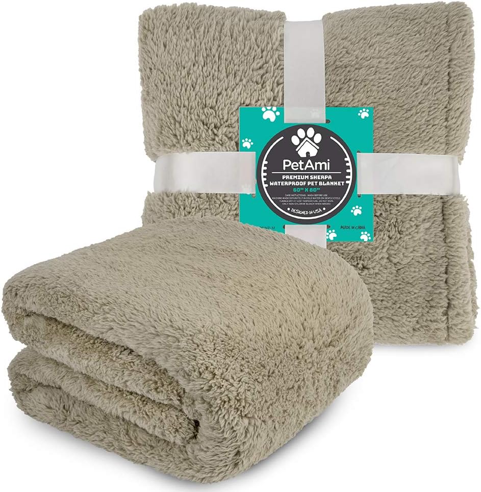 Fluffy Sherpa Waterproof Dog Blanket for Small Pet Cat, 24x32 Blue | Soft & Warm & Washable; Leafproof Couch Sofa Protector for Small Medium Large Pet; Pee Proof Cover for Crate Kennel Car Seat