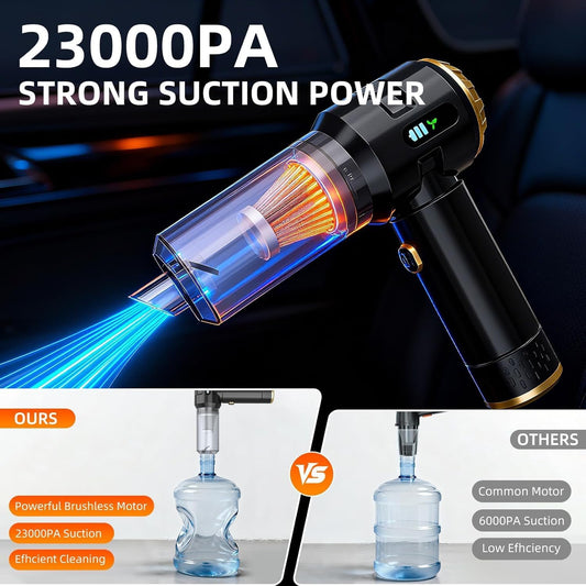 Handheld Vacuum Cleaner Cordless, 23000Pa Powerful Car Mini Vacuum Cleaner, Rechargeable Portable Lightweight dust Catcher for Home Car Carpet Stairs Pet Hair Deep Cleaning(Black-Gold).