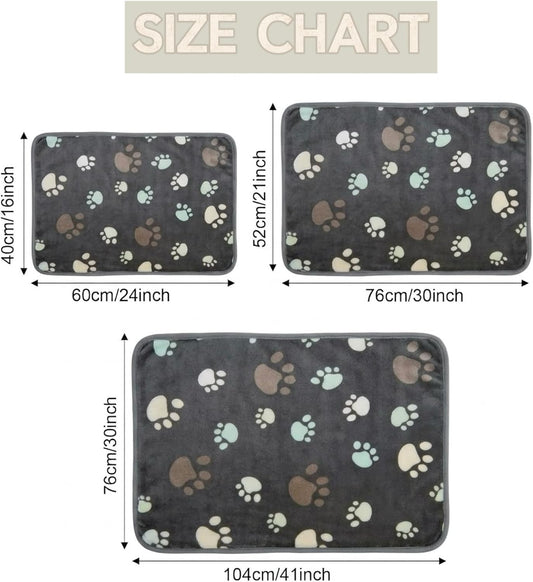 Fluffy Premium Flannel Dog Blanket Washable Paw Printed Throw for Small Medium Large Dog Cat(30"x20" Dark Grey)