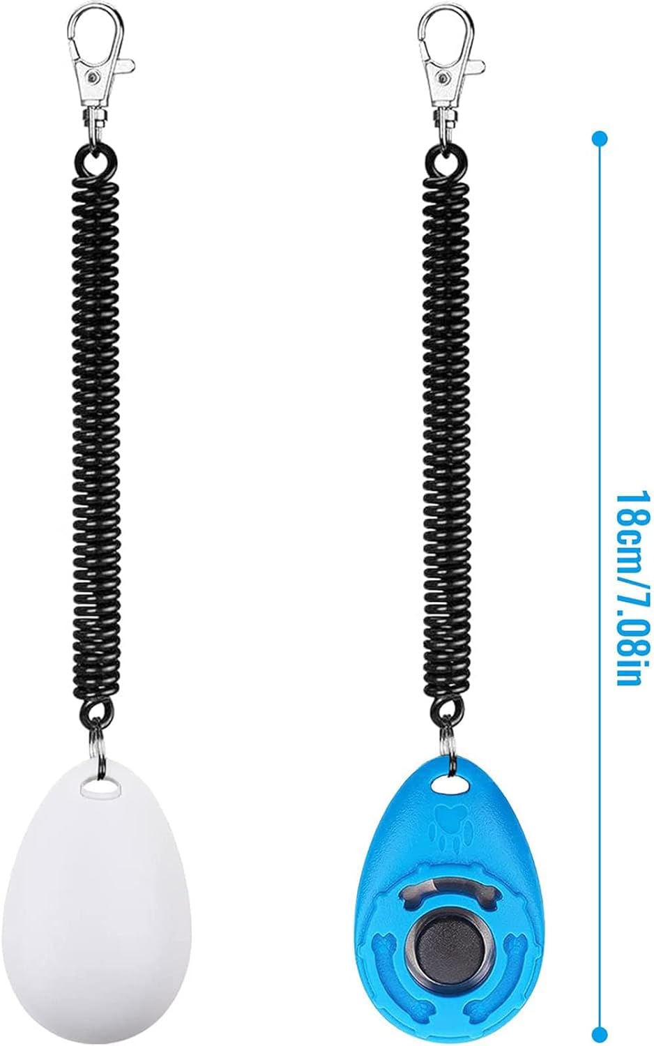 Dog Training Clicker with Wrist Strap Durable Lightweight Easy to Use, Pet Training Clicker for Cats Puppy Birds Horses. Perfect for Behavioral Training 2-Pack (Black and Water Lake Blue)