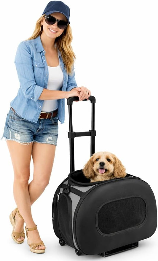 ® 'Final Destination' Military-Grade Hardshell and Light 2-in-1 Wheeled or Carrying Travel Airline Cat and Dog Carrier Crate or Portable Pet Kennel