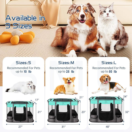 Dog Playpen,Foldable Pet Puppy Cat Playpen,M(31"x23"x21")