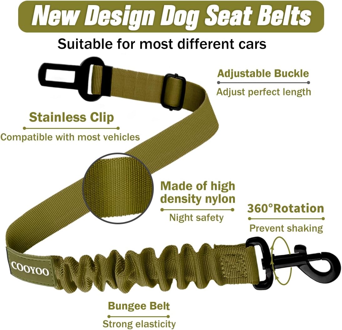 Dog Seat Belt,3 Piece Set Retractable Dog Car Harness Adjustable Dog Seat Belt for Vehicle Nylon Pet Safety Seat Belts Heavy Duty & Elastic