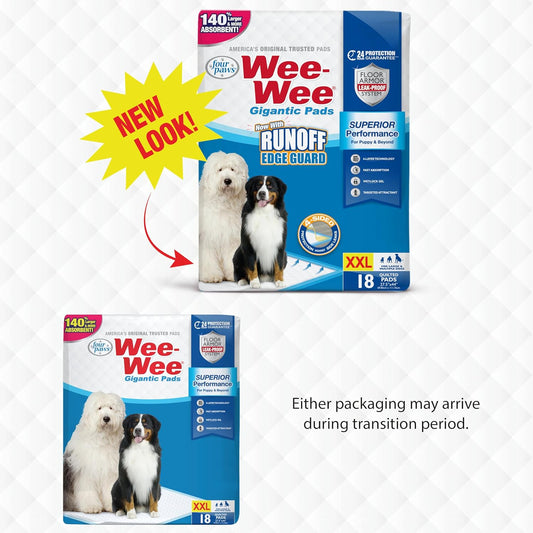 Wee-Wee Superior Performance Pee Pads for Dogs with Runoff Barrier Edge Guard Protection, Puppy & Dog Potty Training Pads, Housebreaking Pet Supplies, 27.5" x 44"