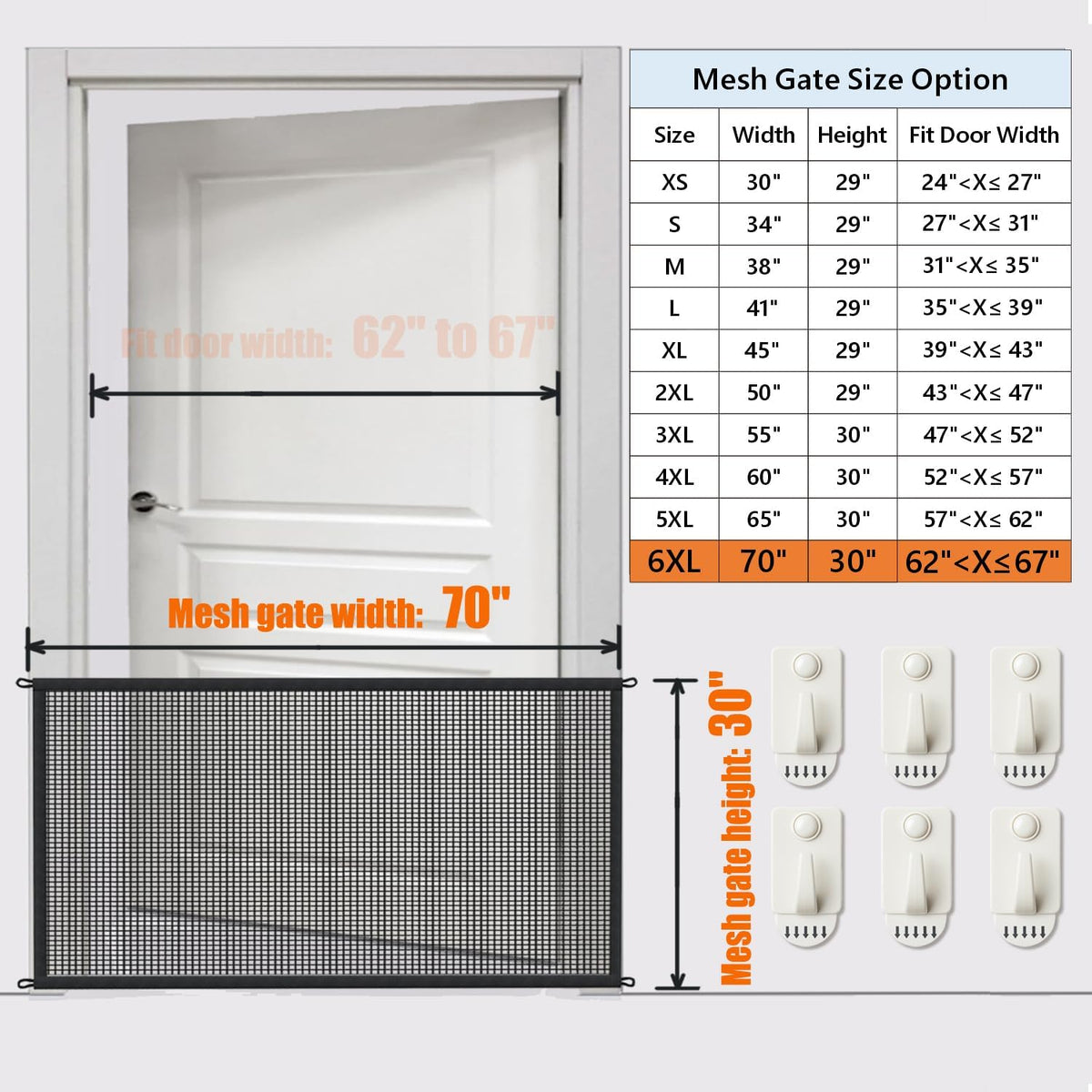 Dog Gate Indoor Pet Gates for Stairs: Dogs Screen Mesh Gate for The House Magic Gate for Kitchen Doorways Hallway Stairways Porch Yard 30 inch Tall, 55 inch Wide Fits 48''–52'' Openings