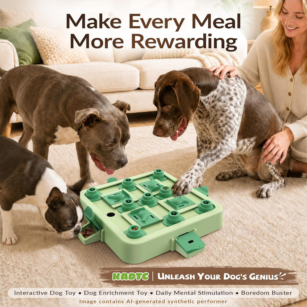 KADTC Dog Chess Puzzle Toy, 3-Levels, Mental Stimulation for Smart Dogs