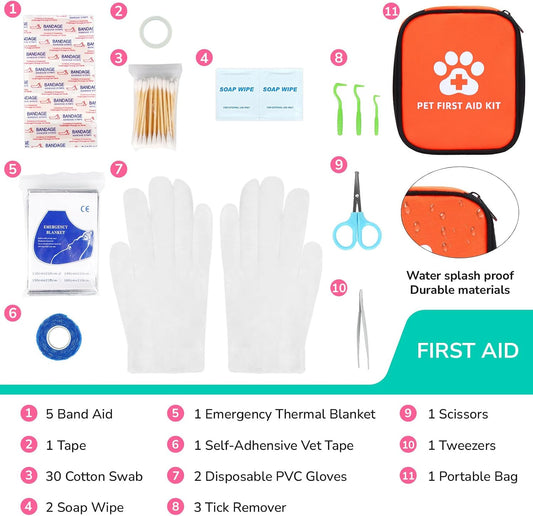 Pet First Aid Kit Portable Small | Outdoor Travel Emergency Dog Cat Pack