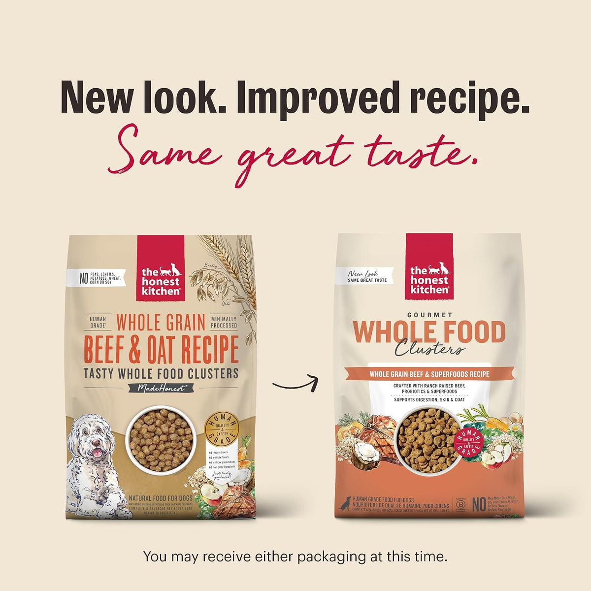 Grain Free Beef & Superfoods Whole Food Clusters, Human Grade Dry Dog Food, Vet-Crafted Nutritional Support for Skin, Coat, Digestion & Overall Wellness, 5 lb Bag