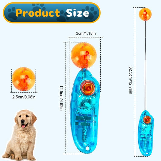 Dog Training Clicker for Training with Retractable Target Stick and Bright Ball, Clear Plastic Handle, Adjustable Length Trainer for Dogs, Puppies, Cats and Pets