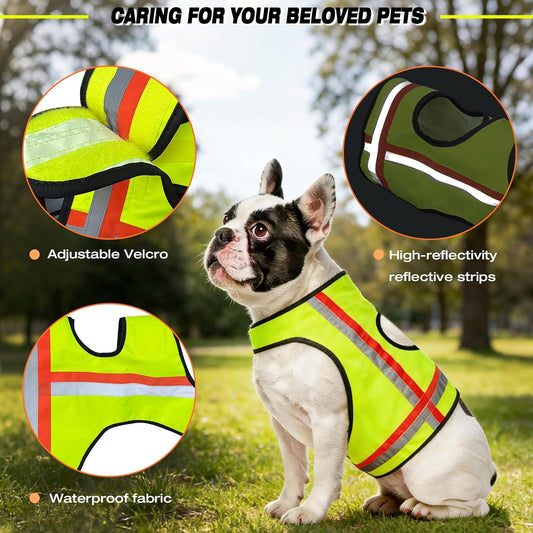Reflective Dog Vest, High Visibility Dog Safety Vest for Night Walking, Dog Hunting Vest for Outdoor, Hi-Vis Fluorescent Yellow