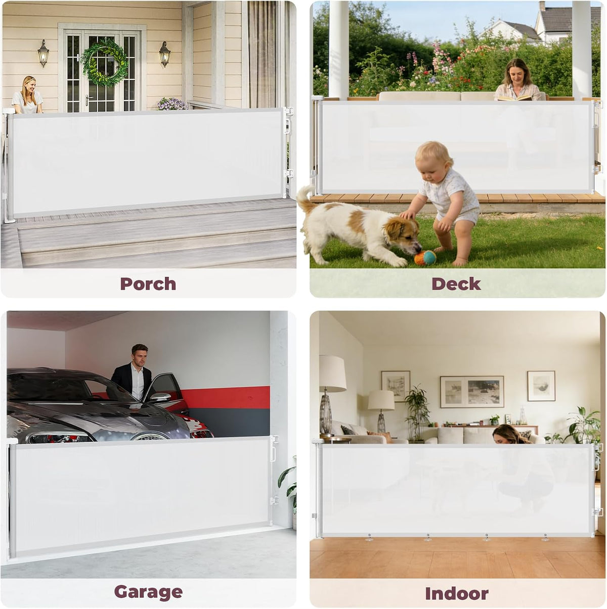 Retractable Baby Gate for Stairs & Doorways, Dog Gate Indoor Outdoor