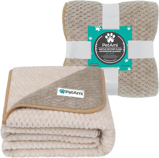 Waterproof Dog Blanket, Leakproof Pet Throw, Twin 60x80 Taupe Beige