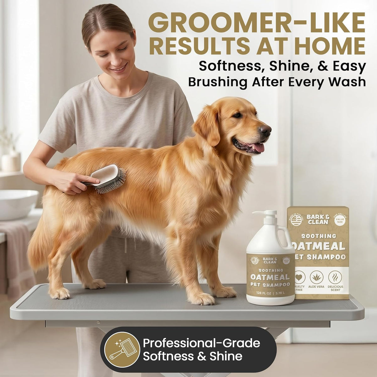 Oatmeal Dog Shampoo for Itchy Dry Skin, 1 Gallon with Pump - Hypoallergenic Anti-Itch Allergy & Sensitive Relief, Smelly Dogs, Aloe Vera Coconut Oil, Sulfate and Paraben Free, Made in USA