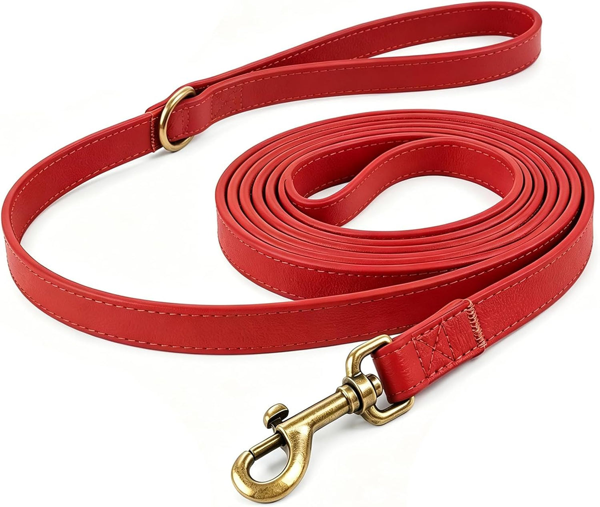 B&F Dog Leash for Small Dogs 4.9ft Silicone Leather Soft Handle for Medium Dogs Skin-Friendly Waterproof Odor-Proof Walking and Training Leash (Brown,4.9FT)