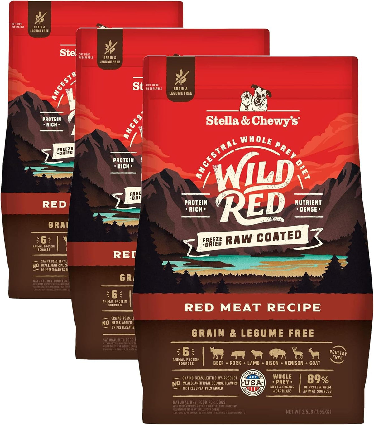 Wild Red Dry Dog Food Raw Coated High Protein Grain & Legume Free Red Meat Recipe, 3.5 lb. Bag
