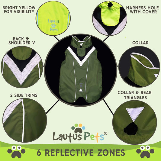 Waterproof Dog Rain Coat, Reflective Safety Strips & Leash Hole – Lightweight Adjustable Jacket for Medium Breeds - L, Yellow