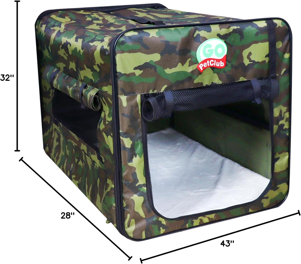 32" Soft Collapsible Dog Crate, Portable Pet Carrier, Thick Padded Pet Travel Crate for Indoor & Outdoor, Foldable Kennel Cage with Durable Mesh Windows, Brown