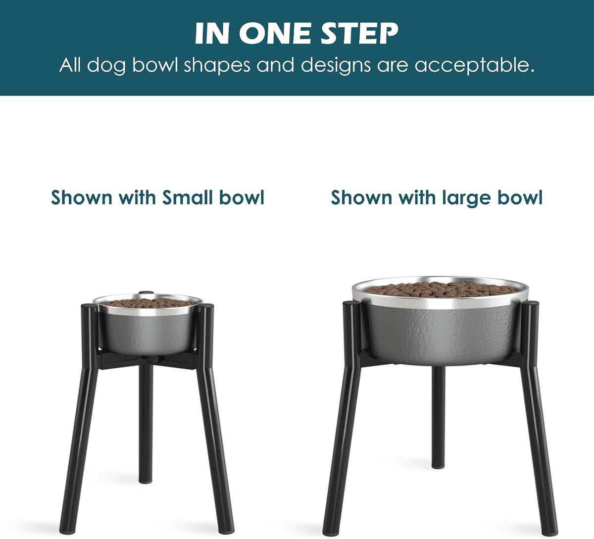 Adjustable Dog Bowl Stand, Tall Elevated Feeder for 7-10.6" Bowls, Metal Single Raised Holder, 11" Tall (Bowl Not Included)