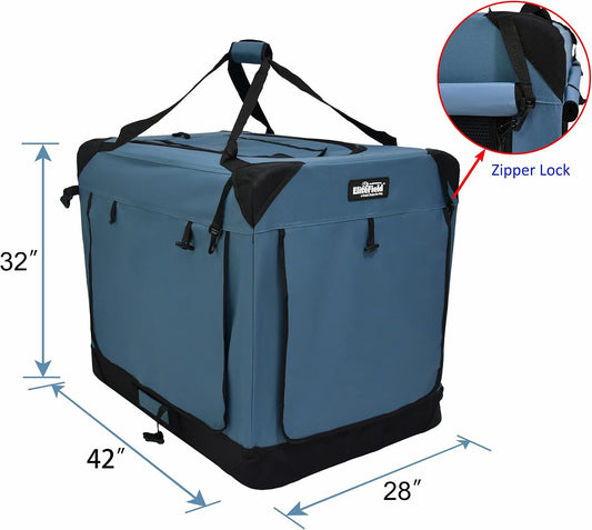 4-Door Folding Soft Dog Crate with Curtains (2-Year Warranty)