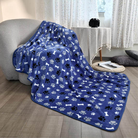 Waterproof Dog Blanket, Pattern Printing Super Soft Warm Fluffy Facecloth Sofa Car Bed Protector, Urine Proof Washable Outdoor Pet Blanket for Puppy Large Dogs & Cats(paw & Bone40*30)