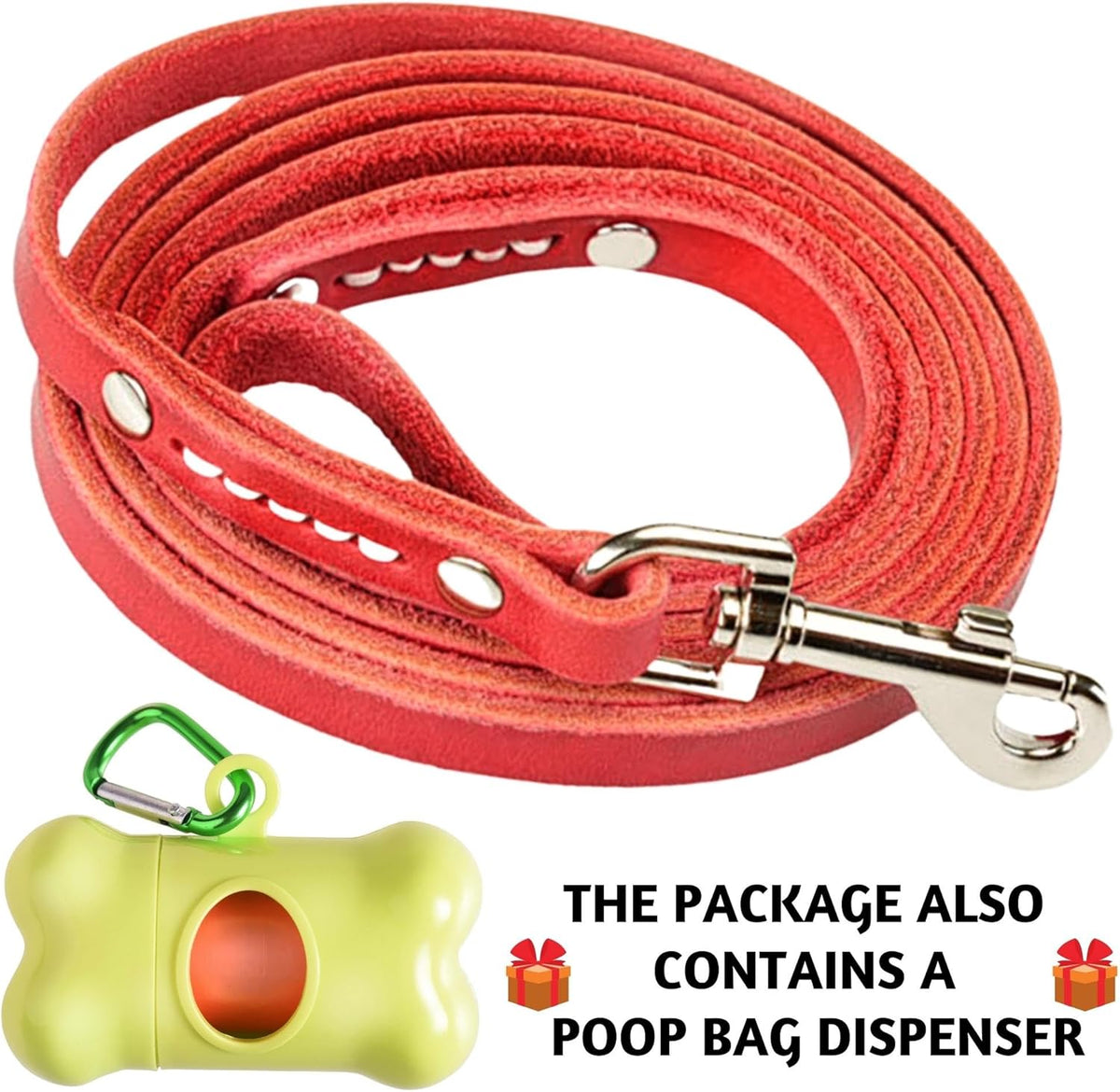 Leather Dog Leash for Small & Medium Dogs, 6ft x 1/2"